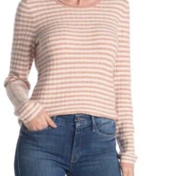 ~ Madewell XXS Sweater Colette Blush Stripe Long Sleeve Crew Merino Wool Blend - Picture 1 of 11
